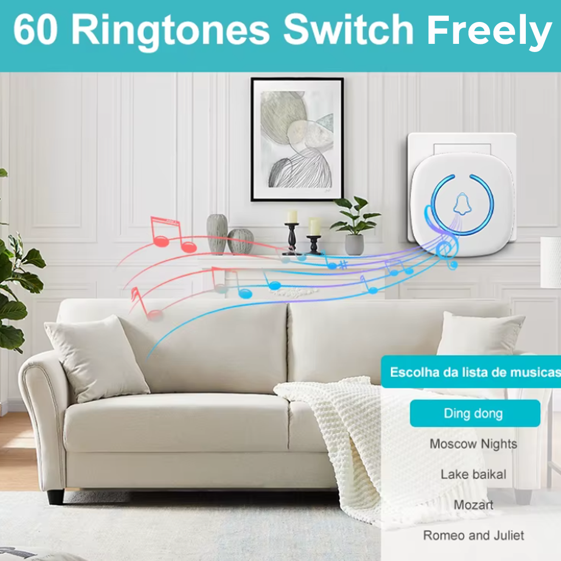 Wireless Smart Doorbell with 300M Range and 60 Melodies