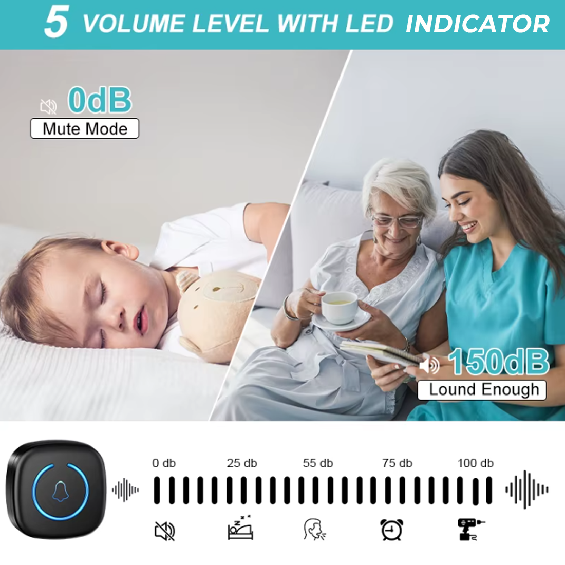 Wireless Smart Doorbell with 300M Range and 60 Melodies