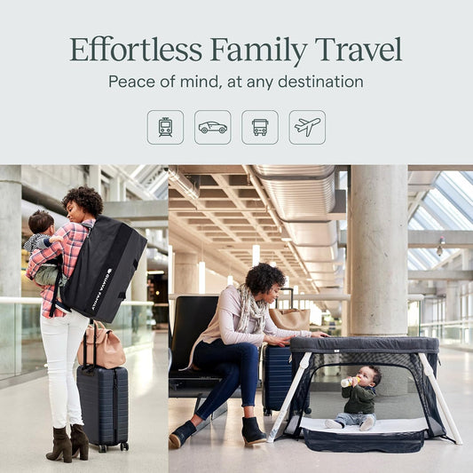 Guava Family Travel Crib Includes Lightweight Backpack Design | Certified Baby Safe Portable Crib | Folding Play Yard, Comfy Mattress for Babies, Toddlers | Compact Baby Travel Bed